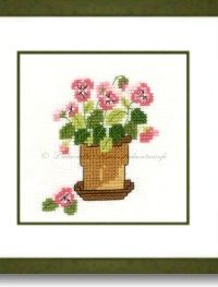 Stickpackung - Stiefmütterchentopf, rosa