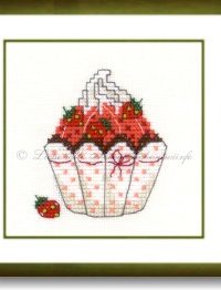 Stickpackung - Muffin mit Erdbeeren