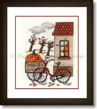 Stickpackung - Fahrrad im Herbst