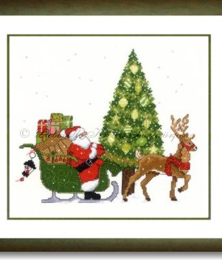 Stickpackung - Santas Rentierschlitten am Weihnachtsbaum