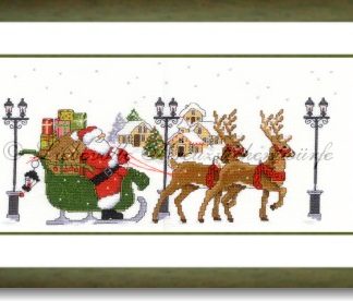 Stickpackung - Santas Rentierschlitten im Dorf