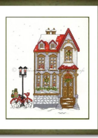 Stickpackung - Winterhaus 1, rot-grün