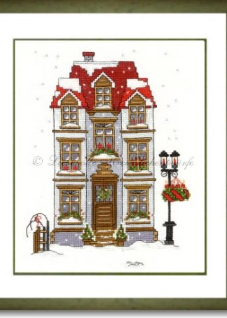 Stickpackung - Winterhaus 2, rot-grün