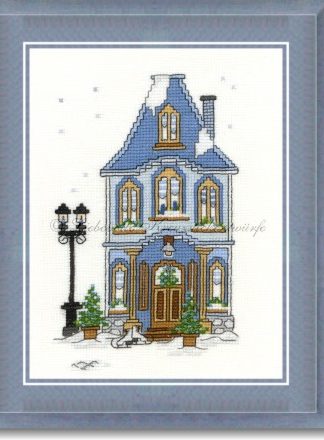 Stickpackung - Winterhaus 3, blau