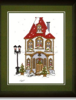 Stickpackung - Winterhaus 3, rot-grün
