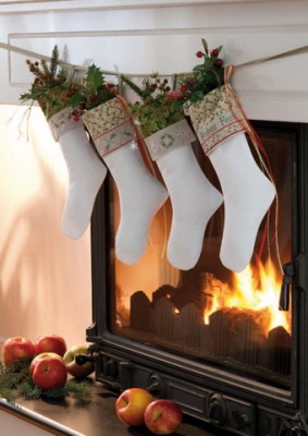 Weihnachtsstiefel, weiß