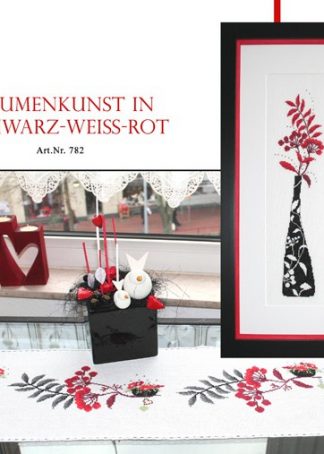 Blumenkunst in schwarz-weiß-rot