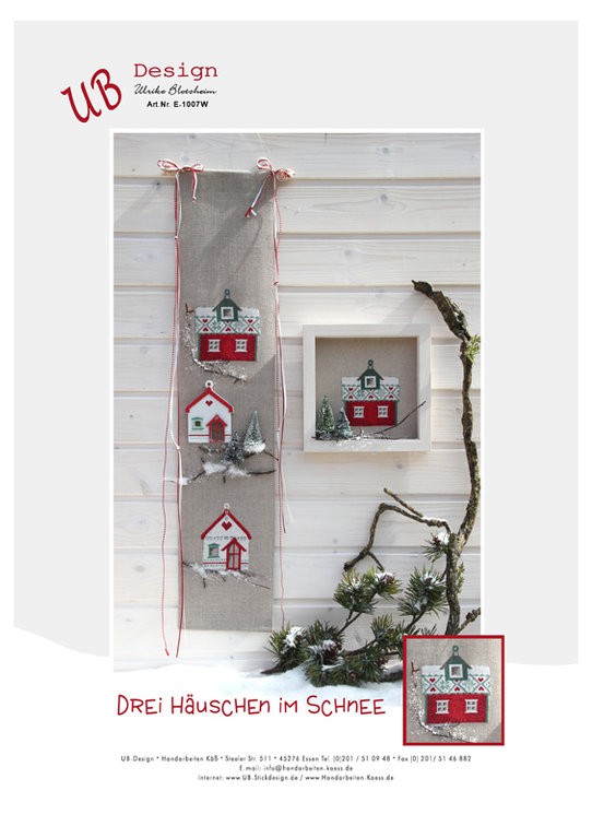 Stickanleitung "Drei Häuschen im Schnee"