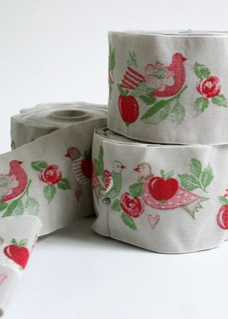 Tauben & Äpfel grau-rot 5 cm breit