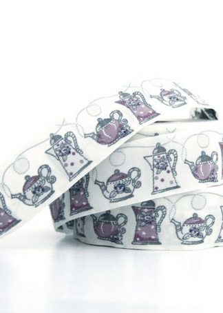 Teekannen weiß-violett 3 cm breit