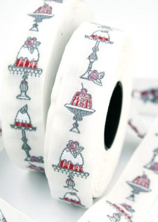 Törtchen weiß-rot 2 cm breit
