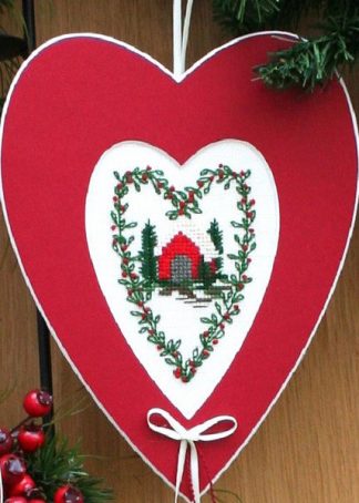 Deko-Passepartout weihnachtsrot mit Herzausschnitt