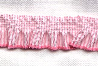 Rüschenborte pink-weiß gestreift