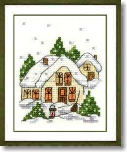 Stickpackung - Kleines Dorf im Winter 1