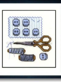 Stickpackung - Knopfkärtchen, blau