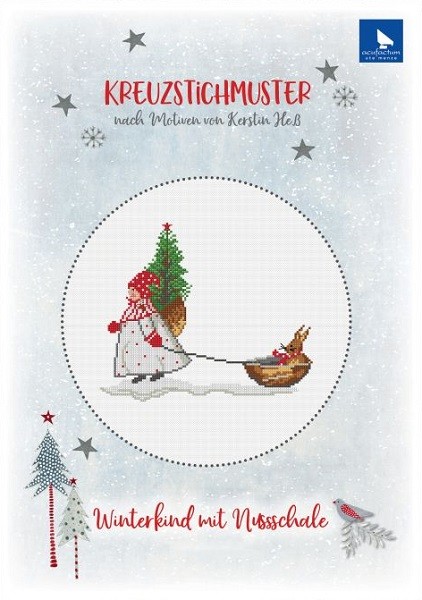 Kreuzstichmuster - Winterkind mit Nussschale