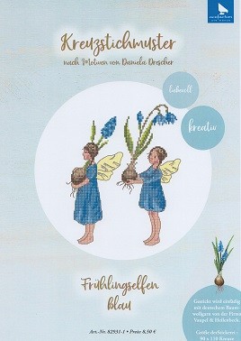 Frühlingselfen, blau - Kreuzstichmuster