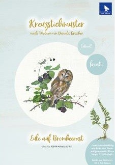Eule auf Brombeerast - Stickanleitung