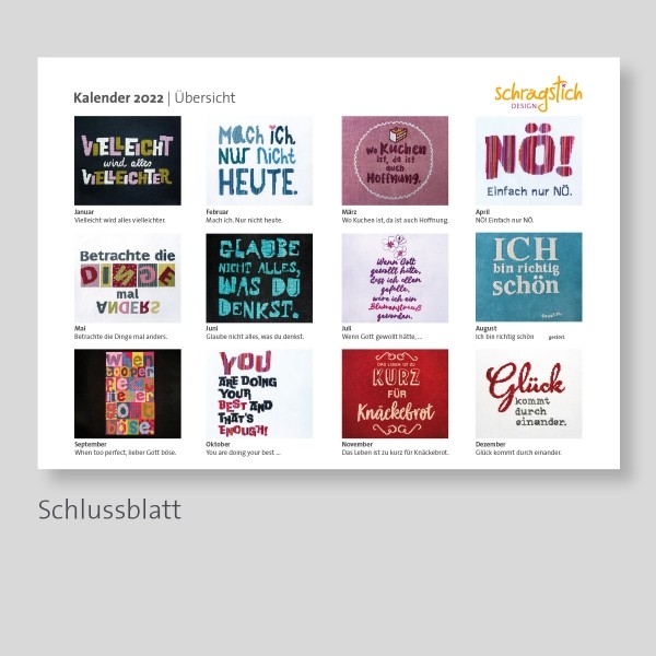 Kalender 2022 - Kreuzstichmuster – Bild 3