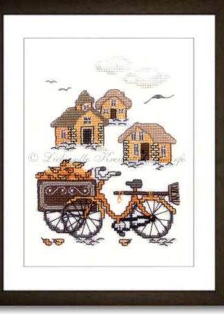 Fahrrad mit Herbstlaub - Stickpackung