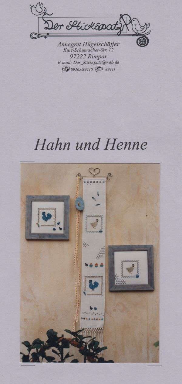 Hahn und Henne - Stickanleitung