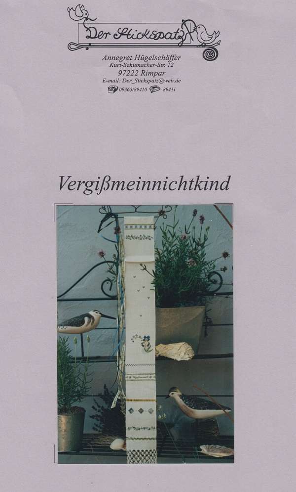 Vergißmeinnichtkind - Stickanleitung