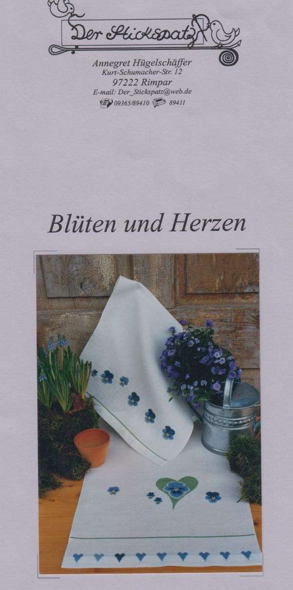 Blüten und Herzen - Stickanleitung