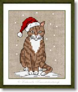 Katze zu Weihnachten - Stickpackung