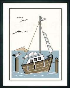 Segelschiff am Hafen - Stickpackung